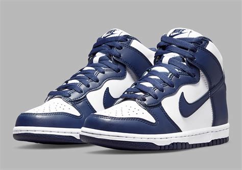 navy blue Nike high tops